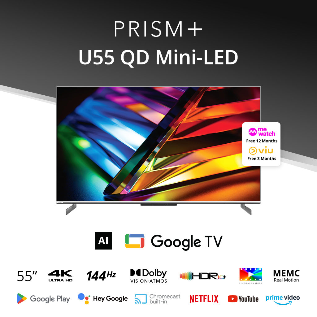 PRISM+ U55 QD Mini-LED 4K AI Google TV